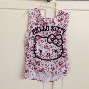 NWOT Hello Kitty Floral Ruffle Tank Top High Low